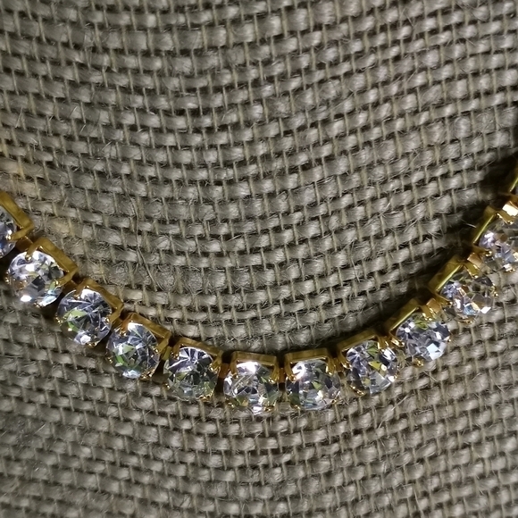 Goldtone crystal necklace tennis - Picture 2 of 4